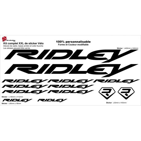 Sticker cadre Ridley Vélo Taille XXl