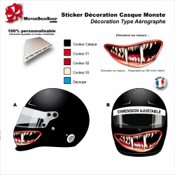 Sticker Décoration casque Sourire monstre mentonnière